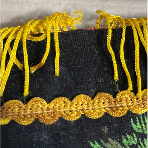 Cyprus Tapestry Pillow Cover 17" Velvet Fringe Black Travel Souvenir Wall Decor - Picture 4 of 8